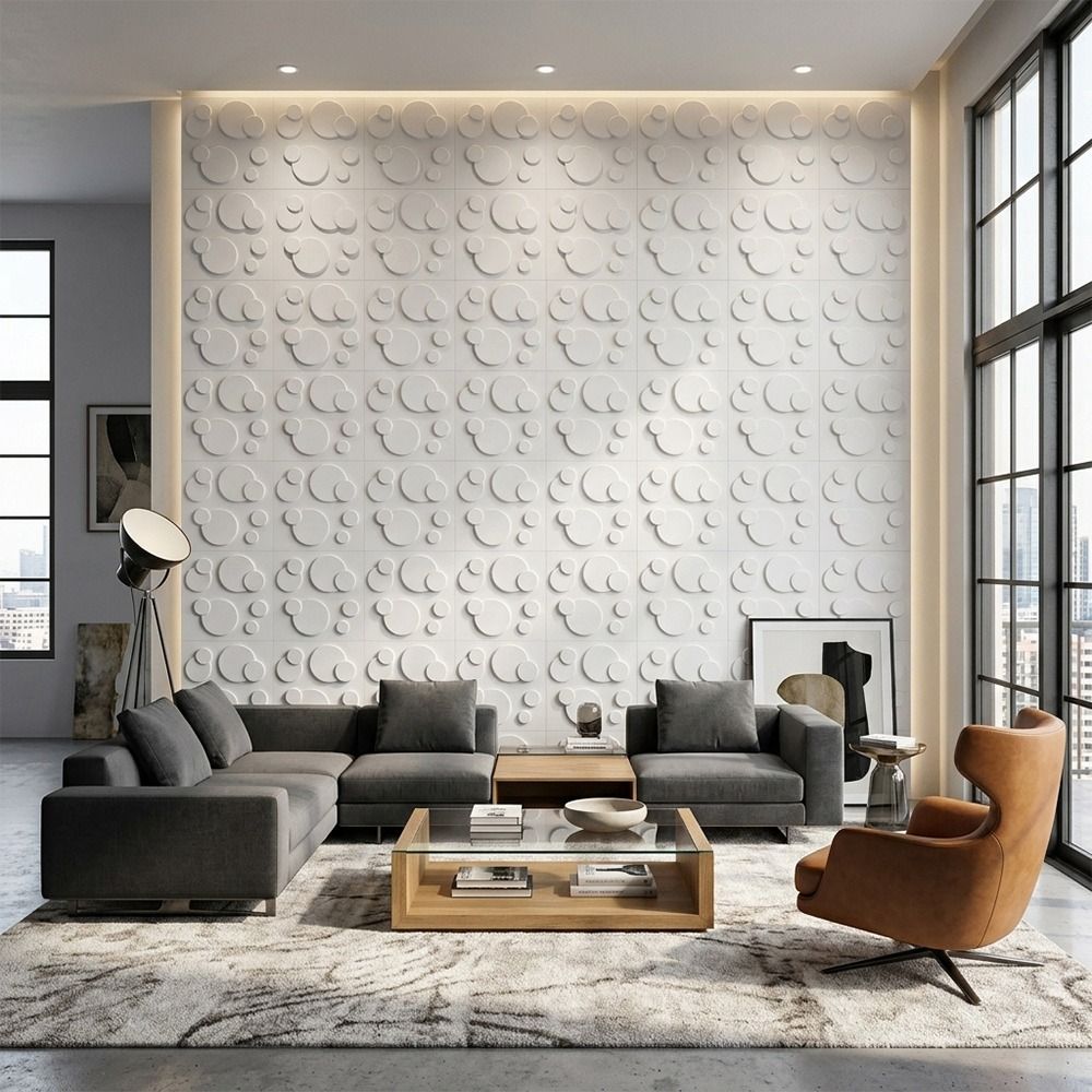Panel Dinding 3D Putih 50*50cm - Wall Panel 3D Texture ulasan dan harga