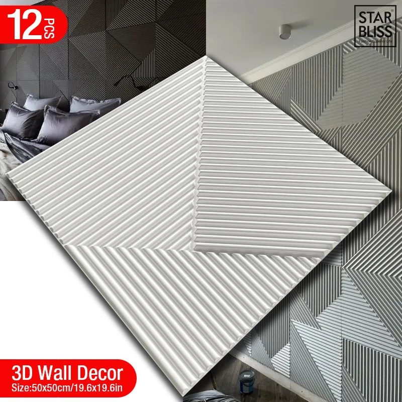 12 Buah 50Cm 3D Dekorasi Dindi - Wall Panel 3D Texture ulasan dan harga